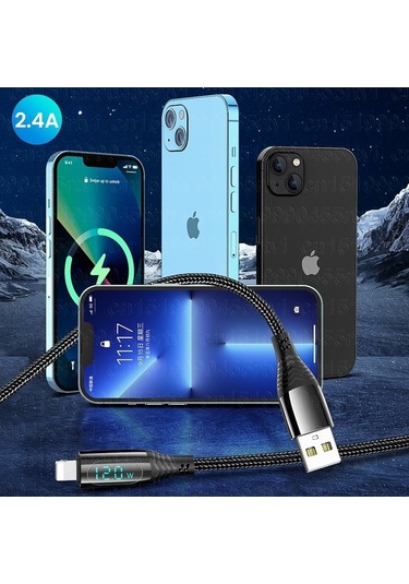 Prestigegoods Led Ekran Usb Kablosu İphone 14 13 12 11 Pro Max Xs Xr X Uyumlu Hızlı Şarj Veri Transferi Aydınlatma Cihazı