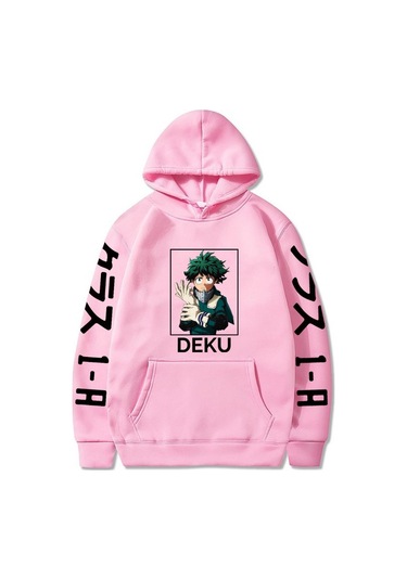 Erkek/kadın Japon Sıcak Anime My Hero Academia Deku Kapşonlu Kazaklar Üstler Rahat Moda Erkek/kız Kumaş Pembe Erkek/kadın Japon Sıcak Anime My Hero Academia Deku Kapşonlu Kazaklar Üstler Rahat Moda Erkek/kız Kumaş Pembe