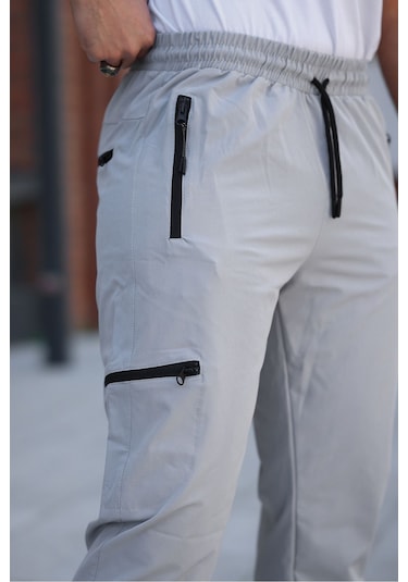 Erkek Açık Gri Eşofman Altı Kaliteli Paraşüt Kumaş Açık Gri