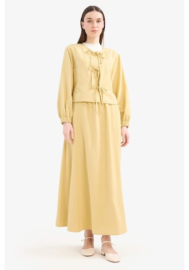 DeFacto A Kesim Keten Karışımlı Maxi Tesettür Etek E5371AX25SPKH520