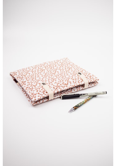 A5 Kitap Kılıfı Fermuarlı Cepli, Kumaş Defter Kılıfı, Çıtçıtlı Organizer Kılıf