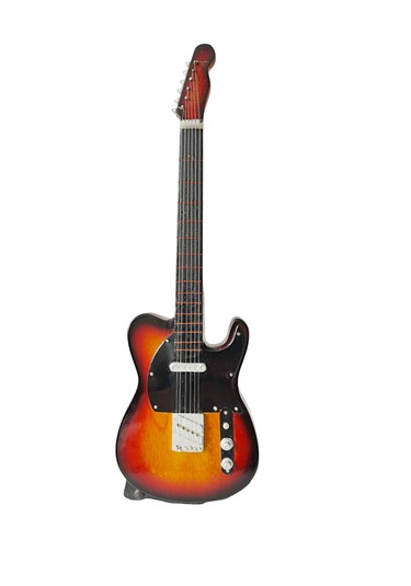 El Yapımı 1/4 Ölçek Minyatür Gitar Fender Telecaster Yellowburst
