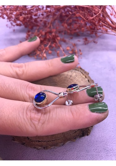 Nsa Gümüş Okyanus Sedefi Taşlı 925 Ayar Doğal Taş El İşi Gümüş Set