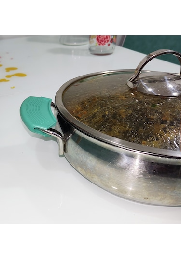 Silikon Tencere Tava Tutacağı Yanmaz Yapışmaz Tutamaç Set Turkuaz