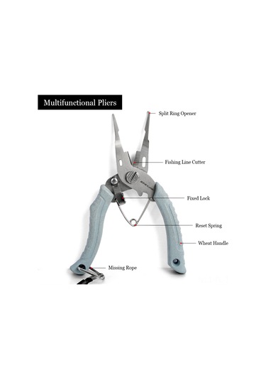 Lemestar Mavi Çok İşlevli Mikro Yem Balıkçı Pensi - Paslanmaz Çelik, 138mm, Kılıf Ve Lanyard İçerir