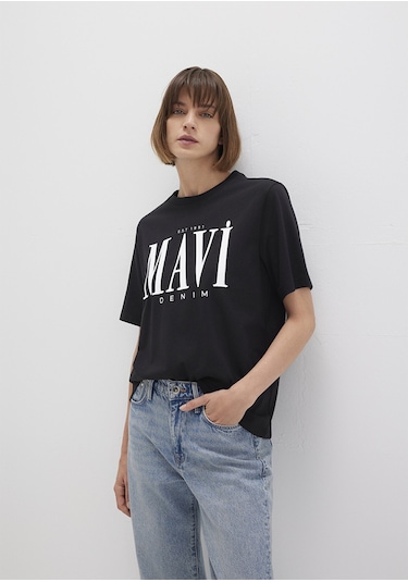 Mavi - Mavi Logo Baskılı Siyah Tişört 1611990-900 Siyah