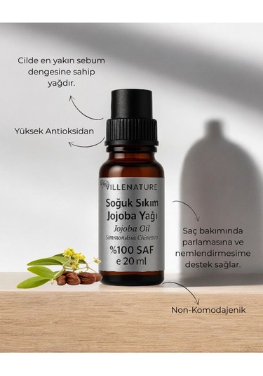 Villenature Soğuk Sıkım Jojoba Yağı Jojoba Oil Simmondsia Chinensis 20 Ml