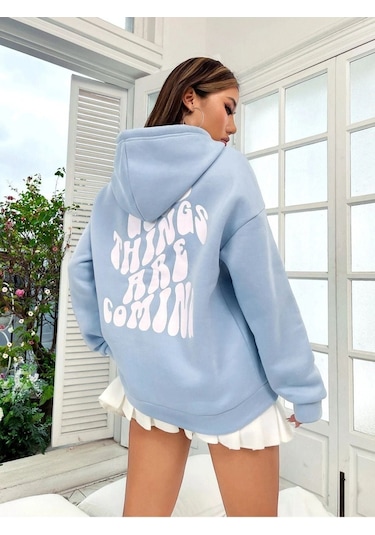 Altamira Unisex Good Things Sırt Baskılı Oversize Kapşonlu Sweatshirt 001