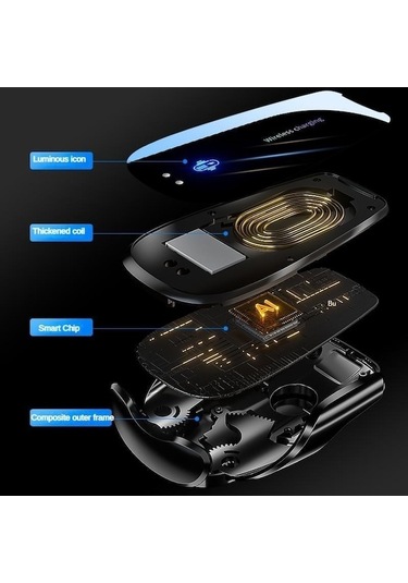 Tongxida 2024 Magic Q95 Kablosuz Şarj Tutucu 15w İndüksiyon Navigasyon Araç Tutucu Otomotiv Cihaz Montaj Siyah