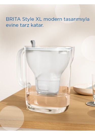 BRITA Style XL 3x Maxtra Pro All-In-1 Filtreli Su Arıtma Sürahisi  - Gri 3,6 lt