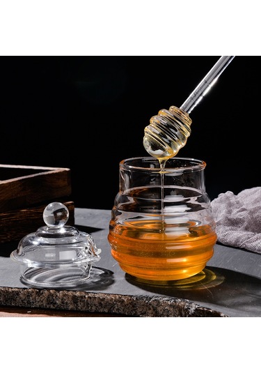 Vkemall Pratik Yüksek Kaliteli Bal Kavanozu - Sızdırmaz Kapaklı Mutfak Saklama Kabı Şeffaf