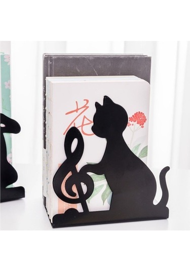 Luckysouk Sevimli Kedi Kitaplık Metal Kitaplık Bookends Kitap Desteği Standı Masası Organizatör Depolama Tutucu L29k Renkli Torpido Üstü Ttr5od