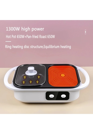 2'si 1 Arada Yapışmaz Shabu Tencere Ve Tava Çoklu Pişiriciler Beyaz