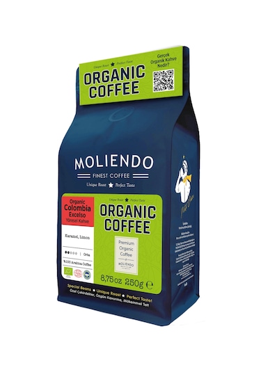 Moliendo Organic Colombia Excelso Yöresel Kahve Çekirdek 250 G