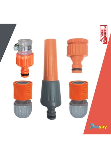 Plasyay Ayarlı Fıskiye Ve Otomatik Hortum Bağlantı 5 Li Set Gr