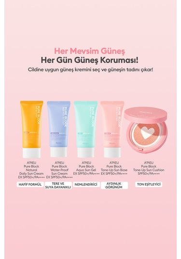 Ton Eşitleyici Pembe Bazlı Güneş Koruyucu Cushion A'pıeu Pure Block Tone-up Sun Cushion Spf50+pa++++