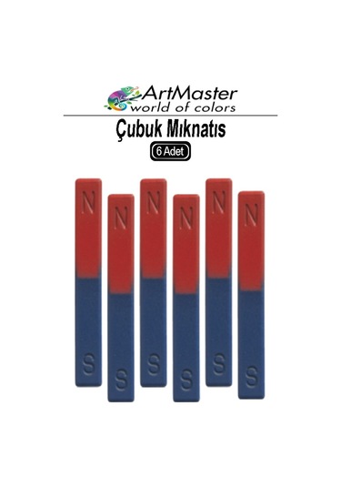 Çubuk Mıknatıs 6 Adet Deney Malzemesi Kırmızı Mavi Boyalı Okul Projeleri İçin I Şekilli Manyetik Çubuk Mıknatıs