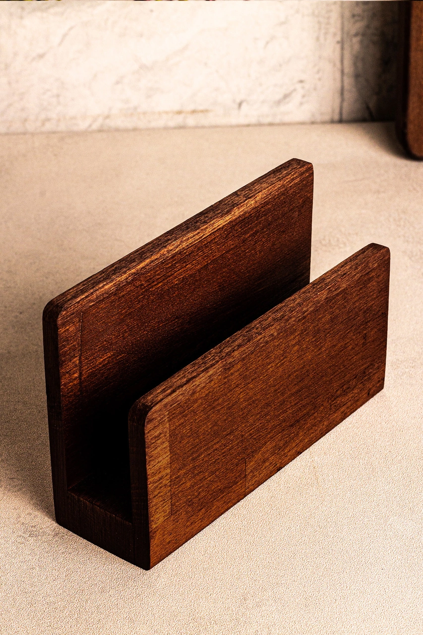 Snippy Vero - Ahşap Peçetelik Masaüstü Peçete Organizeri Kahverengi