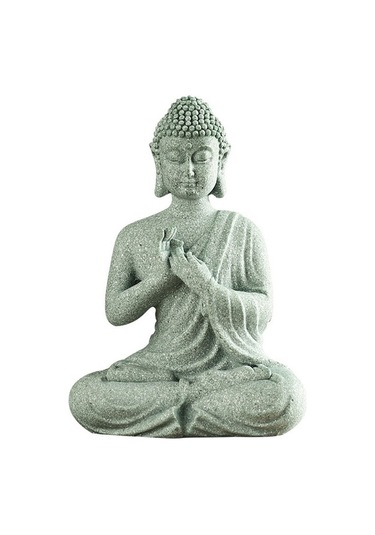 Xianwen Mufunye "zen Buda Heykeli - Yeşil Kumtaşından Dekoratif