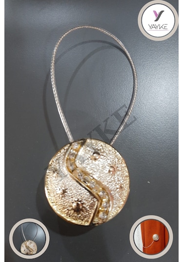 Yayke Perde Mandalı-mıknatıslı Perde Tutacağı Gold Güneş