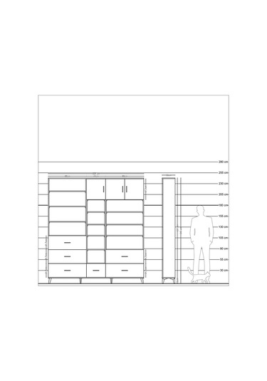 Arges Dolap 17 Raflı 6 Çekmeceli 3 Kapaklı 220x30x243 Aytaşı-çam/antrasit Atlas Çam/antrasıt