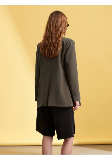 Dilvin 60784 Kruvaze Blazer Ceket-haki Haki