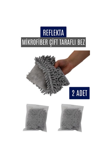 Reflekta Çift Taraflı Mikrofiber Bez 2 Adet Gri