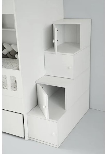 Buket Mdf Çelik Profilli Yavrulu Ranza Beyaz M2