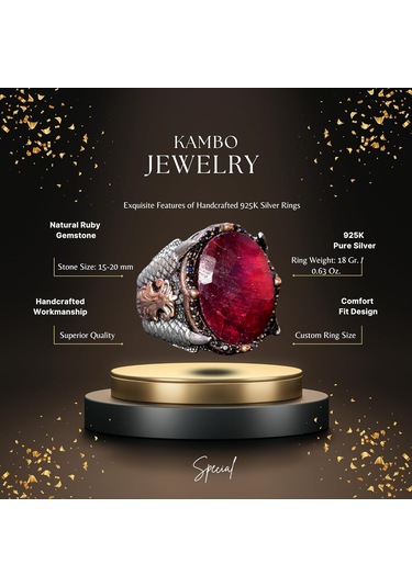 Gerçek Yakut Doğal Taş Yüzük, 16.80 Karat, Pençe Yüzük Gümüş