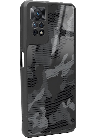 Xiaomi Redmi Note 11 Pro Siyah Kamuflaj Tasarımlı Glossy Telefon Kılıfı