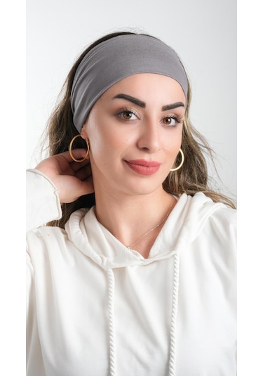 Hürrem Bone Gri Bandana Saç Bandı Viskon Düz 3012 15 Gri