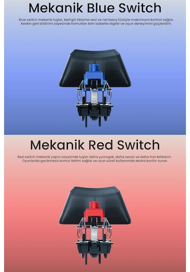 Nova Mk104 Rainbow Bilek Destekli Türkçe Fullanti-ghosting Mekanik Oyuncu Klavyesi Siyah Blue Switch