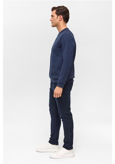 SÜVARİ Lacivert Regular Düz Bisiklet Yaka Sweatshirt Lacivert