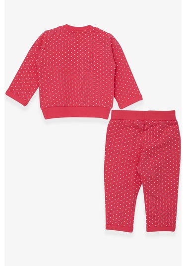 Breeze Kız Bebek Eşofman Takımı Puantiyeli Simli Baskılı 6 Ay-2 Yaş, Mercan