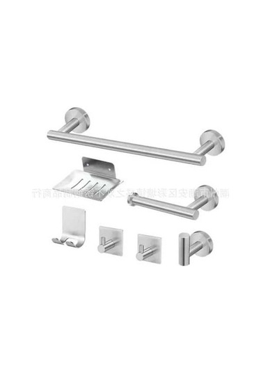 Dancemonkey Üçlü Direk Duvar Asılı Paslanmaz Havluluk Seti, Fırçalanmış 7 Parça Gri Gri