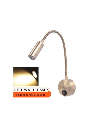Ev Odası Yatak Odası Okuma Lambası, 3w Beyaz Işık + Anahtar, Led Spot, Farklı Renk Sıcaklığı, Konforlu Kullanım, Kaliteli Malzeme Altın Altın