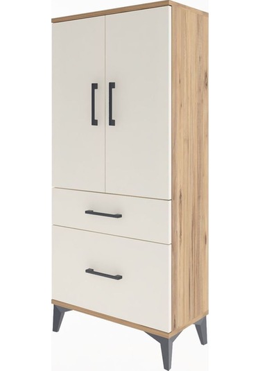 Arges Dolap 2 Raflı 2 Çekmeceli 2 Kapaklı 60x30x134 Çam-aytaşı Atlas Çam