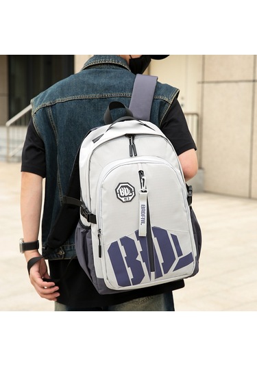 Ortaokul Trend Sırt Çantası - Dizüstü Bilgisayar Bölmeli, Hafif Ve Dayanıklı Günlük Sırt Çantası Açık Gri