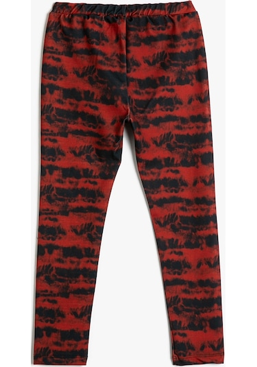 Koton Tayt Beli Lastikli Soyut Desenli Bordo Desenli 4wkg40304ak 4WKG40304AK4D6 Bordo