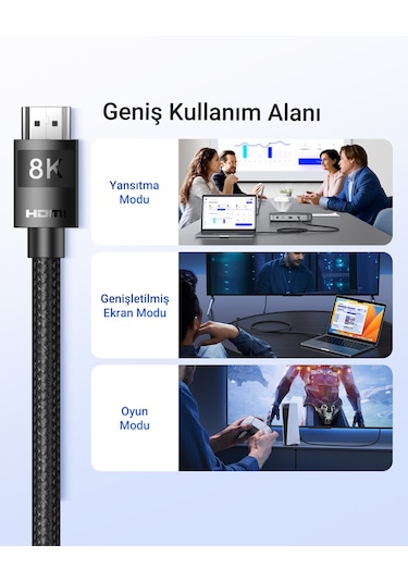 Ugreen 8k Hdmı Görüntü Aktarma Kablosu, 3 Metre, 40181