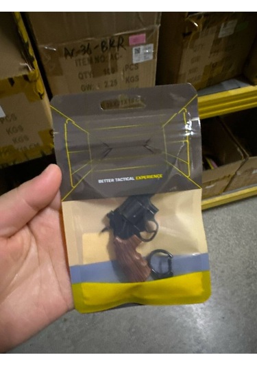 Hangfox Askeri Koleksiyonluk Geri Çekilebilir Fişekli Döner Mühürlü Silah Modeli Anahtar Zinciri - Abs Malzeme, Gerçekçi Tasarım Siyah