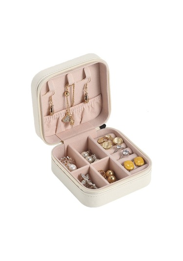 Soulader Küçük Ve Pratik Seyahat Mücevher Kutusu, Bölmeli Tasarım İle Takı Organizer Bej
