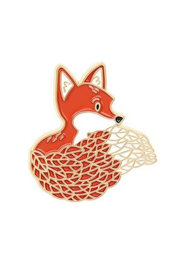 Turuncu Emaye Pin Sevimli Ayı Kedi Tilki Şekli Kirpi Broş Seyahat İçin