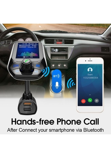 Sones T43 Araba Bluetooth Mp3 Çok Fonksiyonlu Büyük Renkli Ekran Qc3.0 Bluetooth Araç Şarjı Kayıpsız Araba Bluetooth Oynatıcı