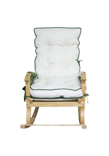 Mobildeco Sultan Lüx Yesıl Krem Ahşap Çift Renkli /cepli Sallanan Ceviz