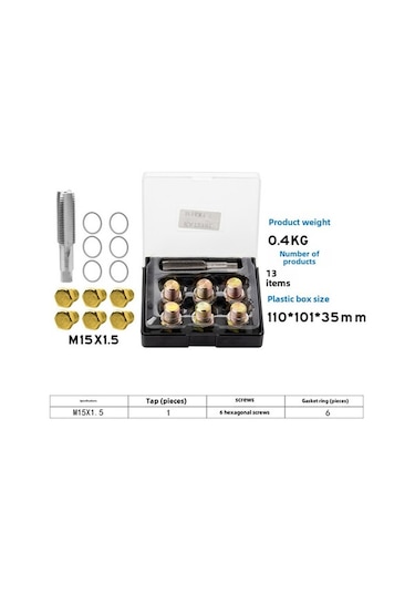 Fortunelane Arac Yağ Tanki Vida Kayisma Tamiri Aleti - M20x1.5 Vida Ve Dişli Onarım Aracı