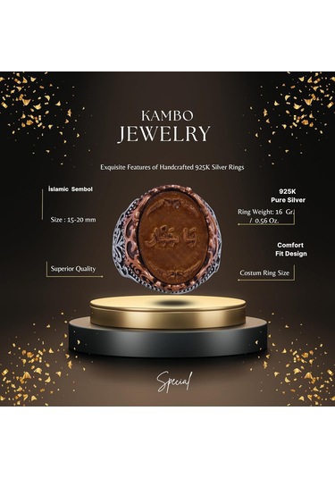 El Yapımı Erkekler İçin Dini Takı, 925 Ayar Gümüş Yüzük, Sembolik Yüzük Model-1 Gümüş