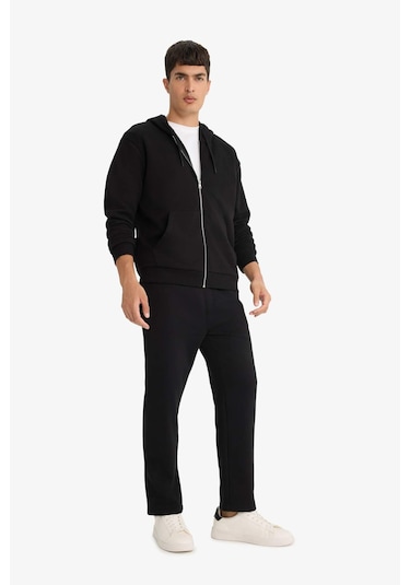 DeFacto Regular Fit Eşofman Altı İçi Polarlı Basic Düz Cepli Beli Bağcıklı Düz Paça D7836AX25SPBK81