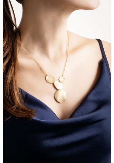 Çölün Işıltısı 18 Ayar Sarı Altn Kaplama 45 Cm Gümüş Tasarım Kolye