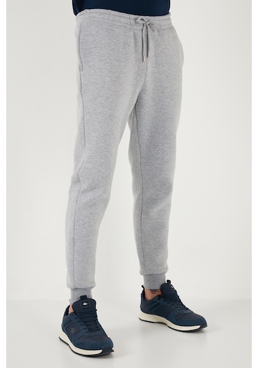 Buratti Pamuklu Regular Fit Normal Bel Cepli Erkek Eşofman Altı 5908060 Gri Melanj